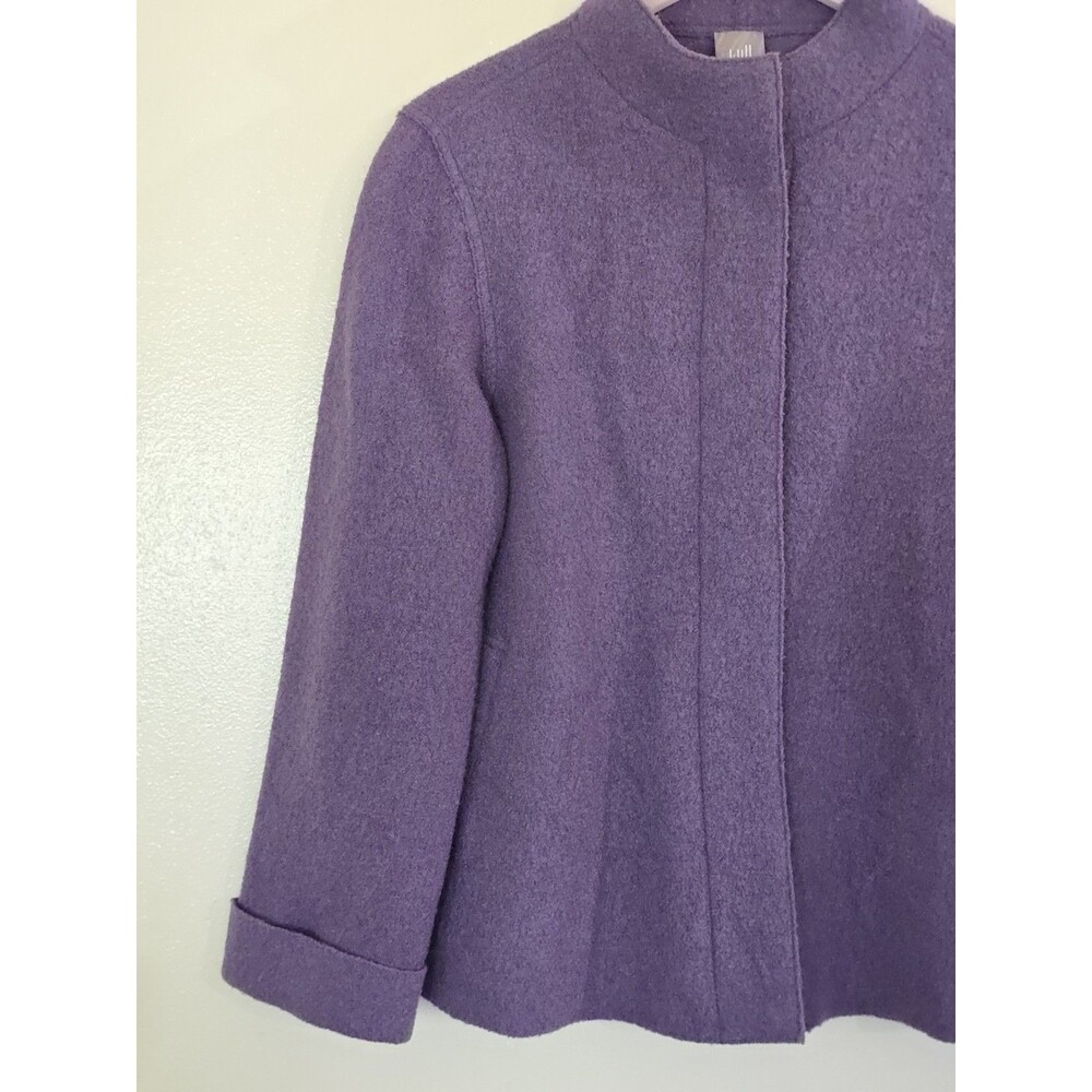 J Jill Pure Jill 100% Wool Jacket Purple Boiled Wool Button Front Petite Small - Picture 4 of 12